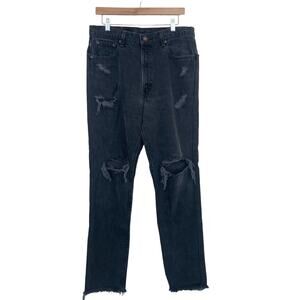Levis 550 High Waisted Black Distressed Mom Jeans Sz 34